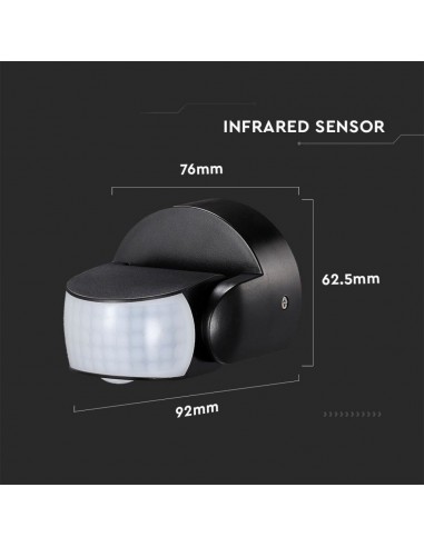 6610-Sensore di Movimento a Infrarossi / Montaggio a Parete Colore Nero -3