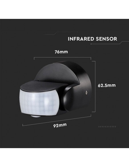 6610-Sensore di Movimento a Infrarossi / Montaggio a Parete Colore Nero -3
