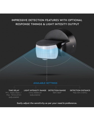 6610-Sensore di Movimento a Infrarossi / Montaggio a Parete Colore Nero -5