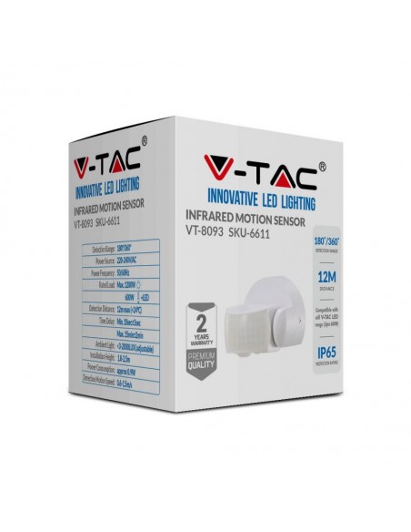 6611-Sensore di Movimento a Infrarossi / Montaggio a Parete Colore Bianco-2