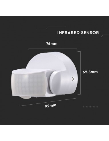 6611-Sensore di Movimento a Infrarossi / Montaggio a Parete Colore Bianco-3