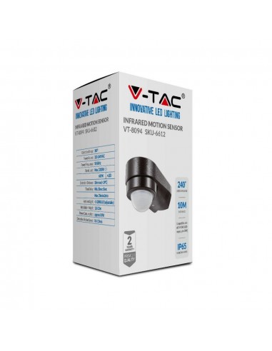 6612-Sensore di Movimento a Infrarossi  Montaggio a Parete Angolare Colore Nero-2