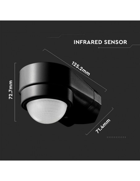 6612-Sensore di Movimento a Infrarossi  Montaggio a Parete Angolare Colore Nero-3