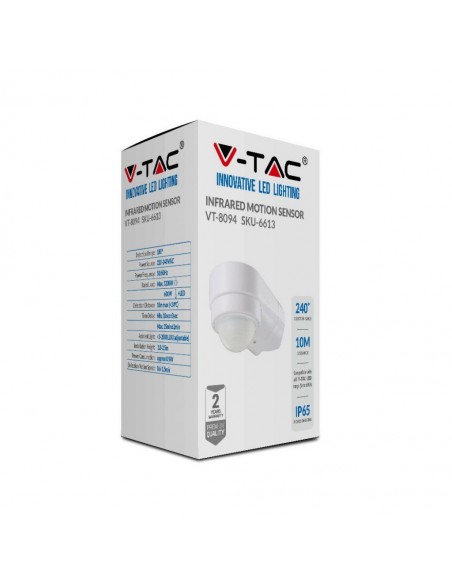 6613-Sensore di Movimento a Infrarossi  Montaggio a Parete Angolare Colore Bianco-2