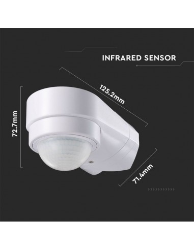 6613-Sensore di Movimento a Infrarossi  Montaggio a Parete Angolare Colore Bianco-3