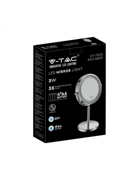 6629-Specchio LED Rotondo  Double face Rotabile a  da Tavolo ingranditore x Dmm  IP-2