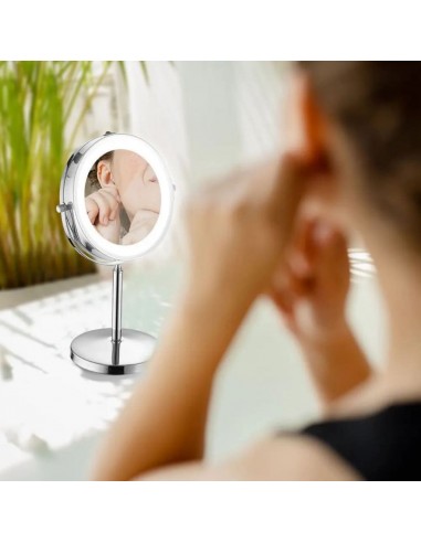 6629-Specchio LED Rotondo  Double face Rotabile a  da Tavolo ingranditore x Dmm  IP-5