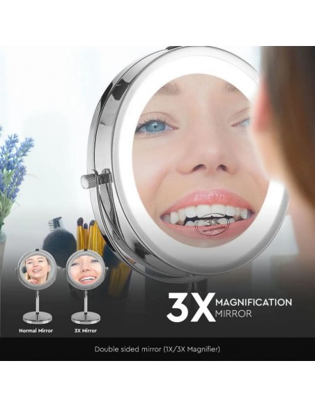 6629-Specchio LED Rotondo  Double face Rotabile a  da Tavolo ingranditore x Dmm  IP-6