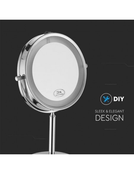 6629-Specchio LED Rotondo  Double face Rotabile a  da Tavolo ingranditore x Dmm  IP-7