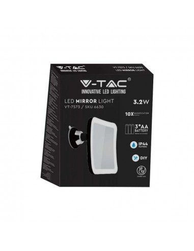 6630-Specchio LED Quadrato  Portatile con Ventosa e Ingranditore x xmm  IP-2