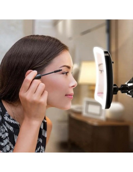 6630-Specchio LED Quadrato  Portatile con Ventosa e Ingranditore x xmm  IP-4