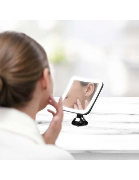 6630-Specchio LED Quadrato  Portatile con Ventosa e Ingranditore x xmm  IP-5