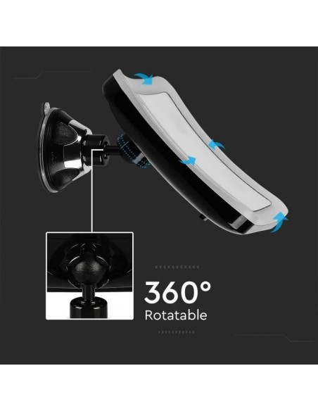Specchio LED Quadrato 3.2W Portatile con Ventosa e Ingranditore 10x 162x192mm 6400K IP44
