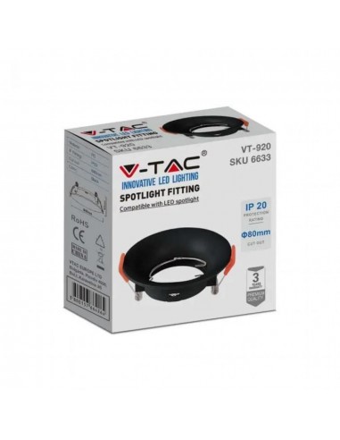 6633-Portafaretto LED da Incasso Rotondo GU Colore Nero-2