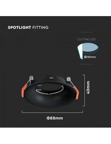 6633-Portafaretto LED da Incasso Rotondo GU Colore Nero-3