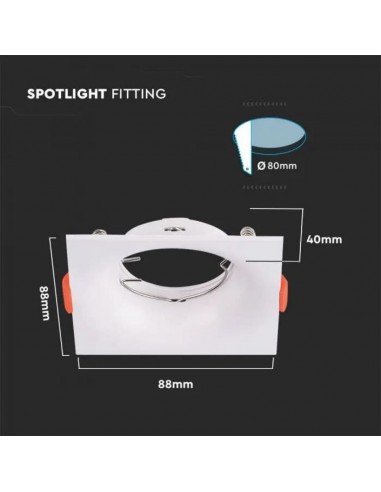 6634-Portafaretto LED da Incasso Quadrato GU Colore Bianco-3