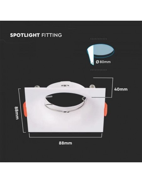 6634-Portafaretto LED da Incasso Quadrato GU Colore Bianco-3