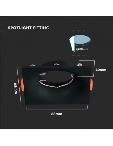 6635-Portafaretto LED da Incasso Quadrato GU Colore Nero-3