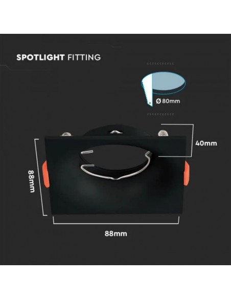 6635-Portafaretto LED da Incasso Quadrato GU Colore Nero-3