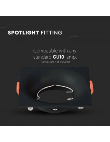 6635-Portafaretto LED da Incasso Quadrato GU Colore Nero-5