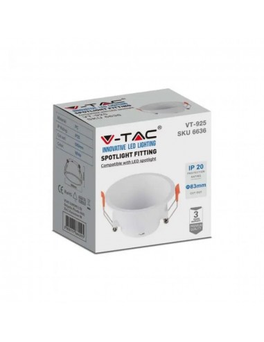 6636-Portafaretto LED da Incasso Rotondo GU con Sezione Rotonda Colore Bianco-2