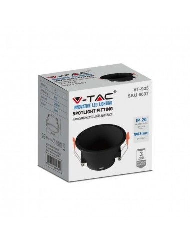 6637-Portafaretto LED da Incasso Rotondo GU con Sezione Rotonda Colore Nero-2