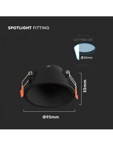 6637-Portafaretto LED da Incasso Rotondo GU con Sezione Rotonda Colore Nero-3