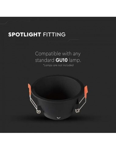 6637-Portafaretto LED da Incasso Rotondo GU con Sezione Rotonda Colore Nero-5