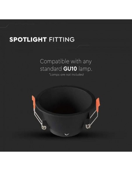 6637-Portafaretto LED da Incasso Rotondo GU con Sezione Rotonda Colore Nero-5