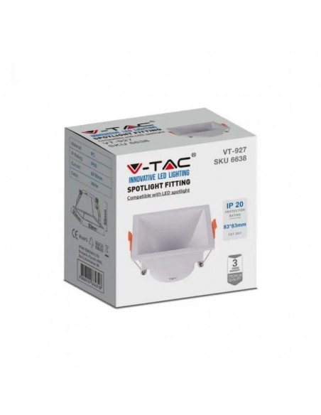 6638-Portafaretto LED da Incasso Quadrato GU con Sezione Quadrata Colore Bianco-2