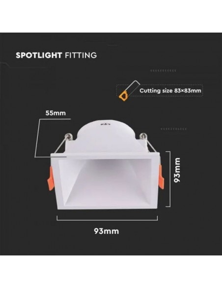 6638-Portafaretto LED da Incasso Quadrato GU con Sezione Quadrata Colore Bianco-3