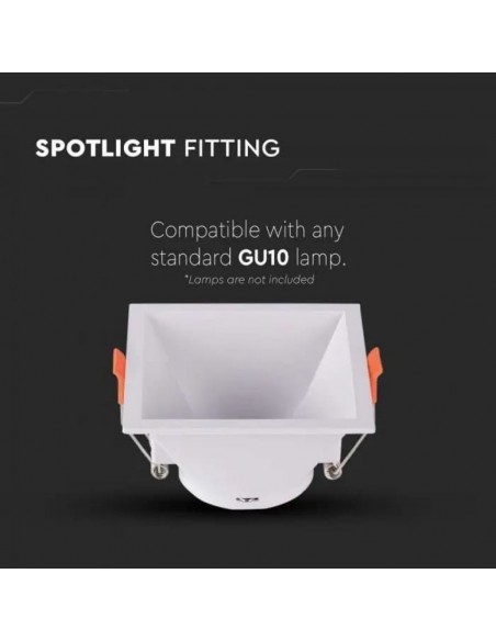 6638-Portafaretto LED da Incasso Quadrato GU con Sezione Quadrata Colore Bianco-5
