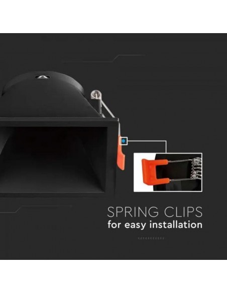 6639-Portafaretto LED da Incasso Quadrato GU con Sezione Quadrata Colore Nero-6