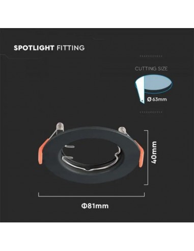 6641-Portafaretto LED da Incasso Rotondo GU x Colore Nero-3