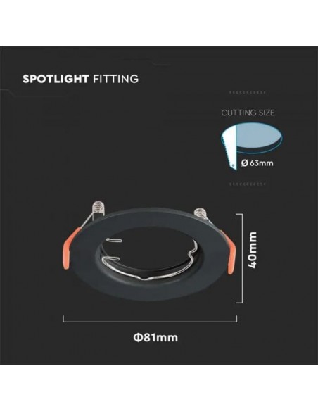 6641-Portafaretto LED da Incasso Rotondo GU x Colore Nero-3