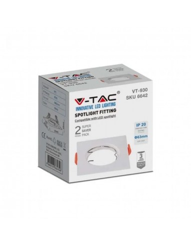 6642-Portafaretto LED da Incasso Quadrato GU Colore Bianco Box  Pezzi-2