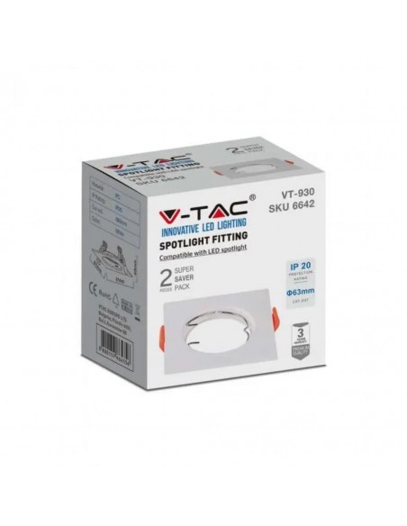 6642-Portafaretto LED da Incasso Quadrato GU Colore Bianco Box  Pezzi-2