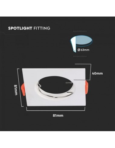 6642-Portafaretto LED da Incasso Quadrato GU Colore Bianco Box  Pezzi-3