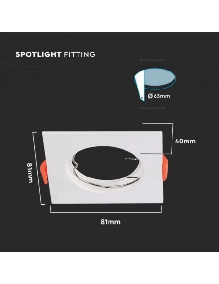 6642-Portafaretto LED da Incasso Quadrato GU Colore Bianco Box  Pezzi-3