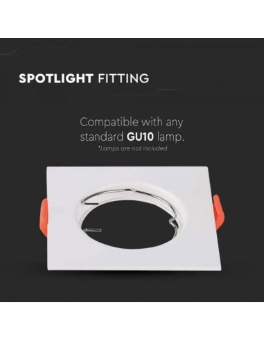 6642-Portafaretto LED da Incasso Quadrato GU Colore Bianco Box  Pezzi-5