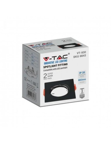 6643-Portafaretto LED da Incasso Quadrato GU Colore Nero Box  Pezzi-2