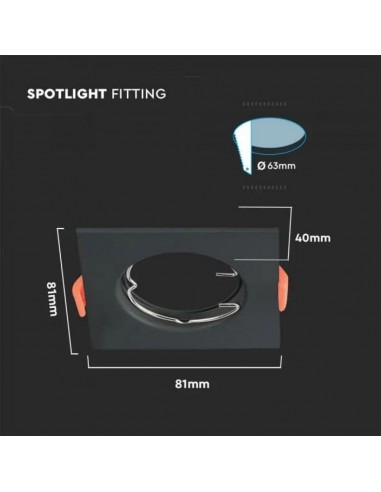 6643-Portafaretto LED da Incasso Quadrato GU Colore Nero Box  Pezzi-3