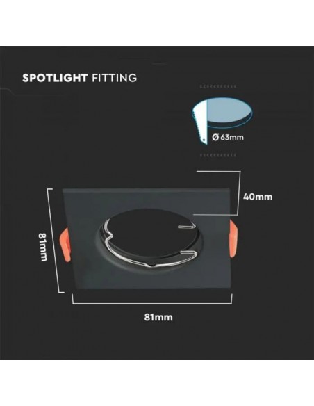 6643-Portafaretto LED da Incasso Quadrato GU Colore Nero Box  Pezzi-3