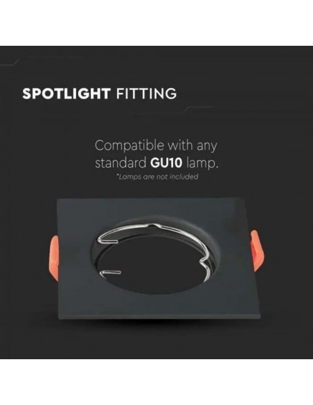 6643-Portafaretto LED da Incasso Quadrato GU Colore Nero Box  Pezzi-6