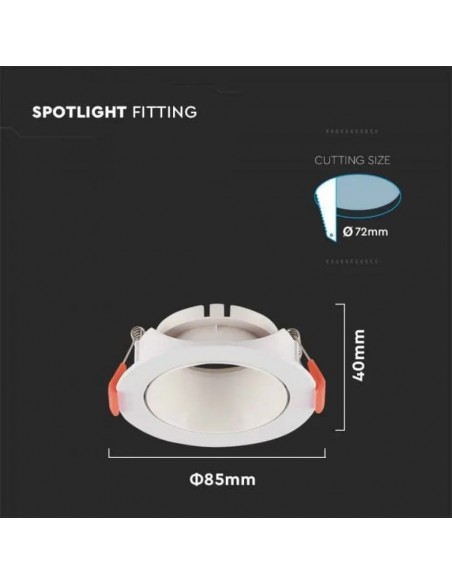 6644-Portafaretto LED da Incasso Rotondo GU Colore Bianco-3