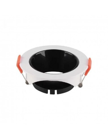 6645-Portafaretto LED da Incasso Rotondo GU Corpo Bianco Riflettore Nero-1