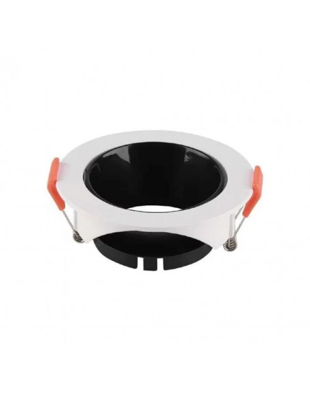 6645-Portafaretto LED da Incasso Rotondo GU Corpo Bianco Riflettore Nero-1