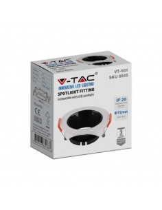 6645-Portafaretto LED da Incasso Rotondo GU Corpo Bianco Riflettore Nero-1 2