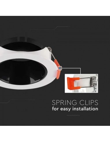 6645-Portafaretto LED da Incasso Rotondo GU Corpo Bianco Riflettore Nero-5