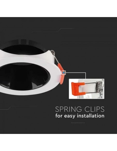 6645-Portafaretto LED da Incasso Rotondo GU Corpo Bianco Riflettore Nero-5